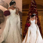 Robes de mariée élégantes en dentelle perlée avec traîne pour femmes
