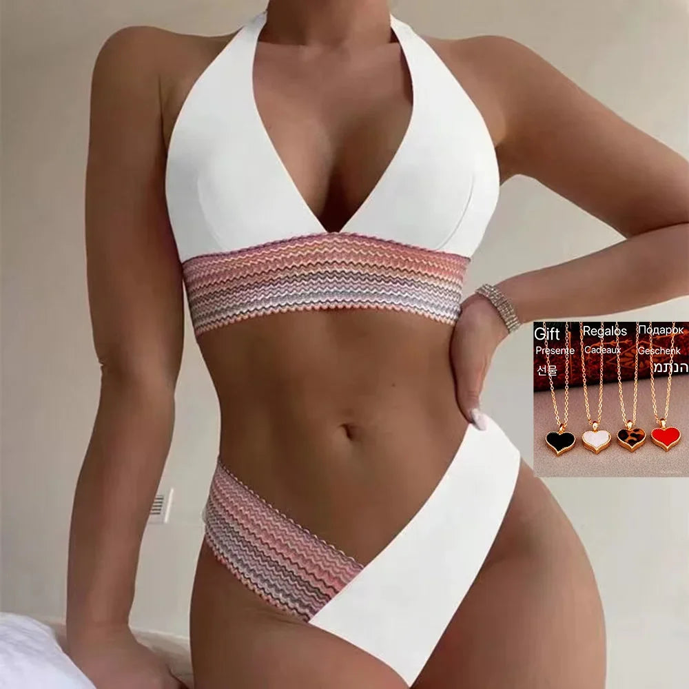 Maillot de bain deux pièces taille haute pour femmes