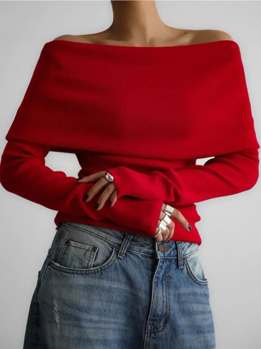 Pull à manches longues tricoté pour femmes