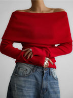 Pull à manches longues tricoté pour femmes
