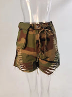 Short en jean taille haute pour femmes
