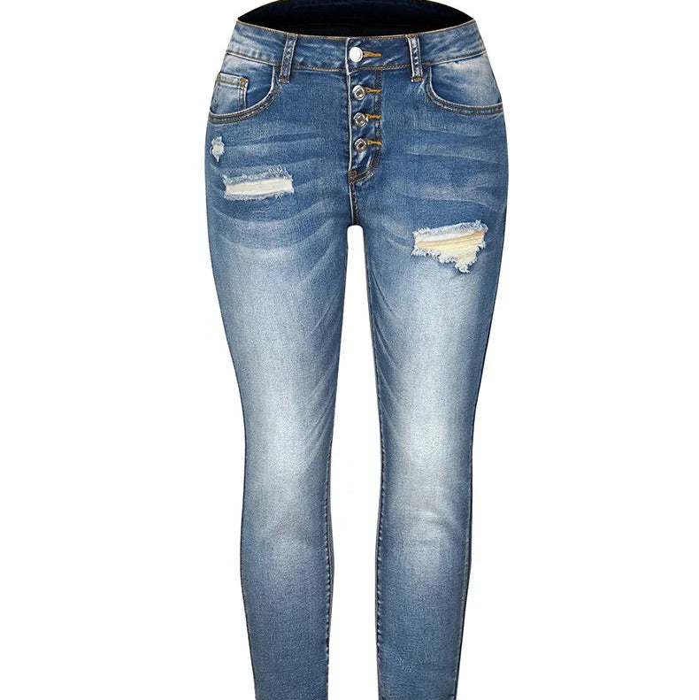 Jean déchiré taille moyenne pour femmes