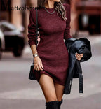 Robe courte moulante en maille unie pour femmes