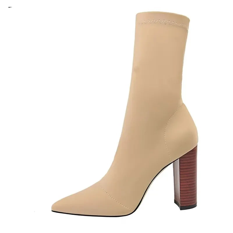 Bottine à talons hauts carrés pour femmes