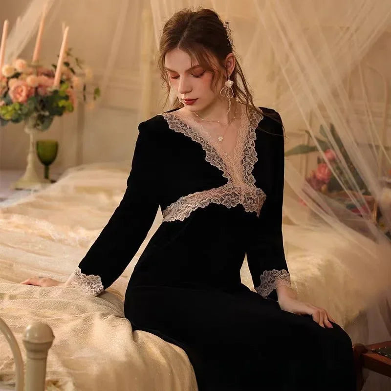 Robe de nuit sexy en velours pour femmes