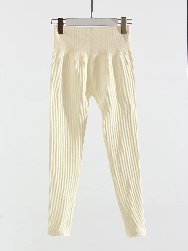 Legging Thermique Femme – Côtelé et Taille Haute