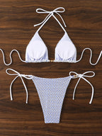 Maillot de bain deux pièces à bretelles en maille et dentelle pour femmes