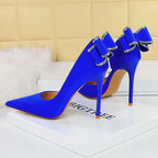 Escarpins à talons hauts avec nœud papillon au dos en biscuits pour femmes