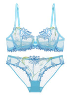 Ensemble de soutien-gorge en dentelle florale et culotte assortie pour femmes