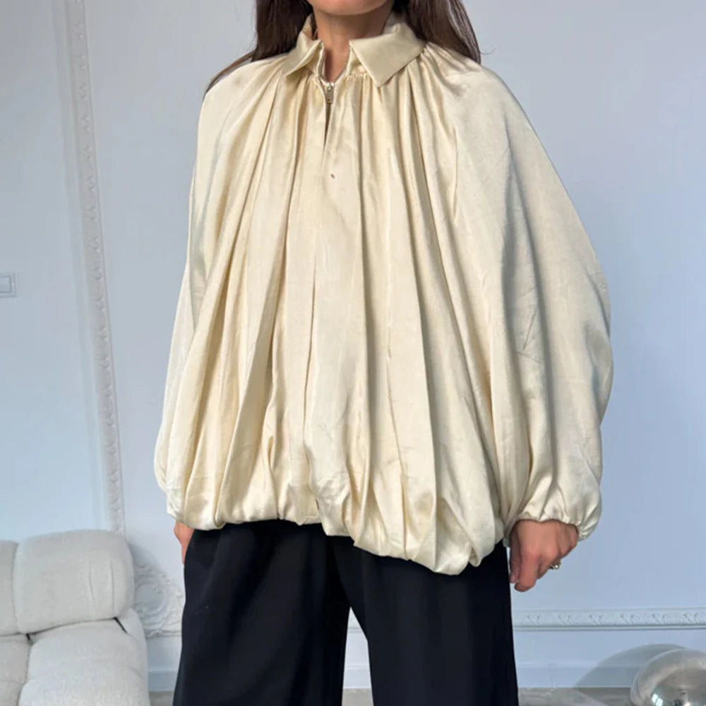 Veste froncé ample à manches longues pour femmes