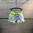 Short en jean déchiré taille haute pour femmes