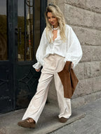Pantalon à jambes larges et coupe ample pour femmes