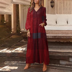 Robe chemise à manches longues style bohème pour femmes