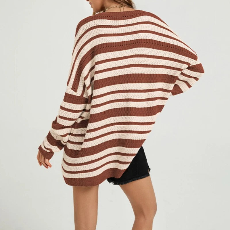 Pull Rayé Femme – Maille Tricotée
