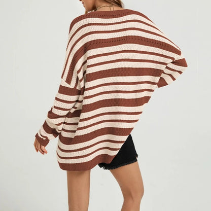 Pull Rayé Femme – Maille Tricotée