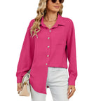 Chemise ample à manches longues et col uni pour femmes