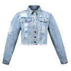 Veste Courte en Jean à Franges et Glands Streetwear pour Femmes
