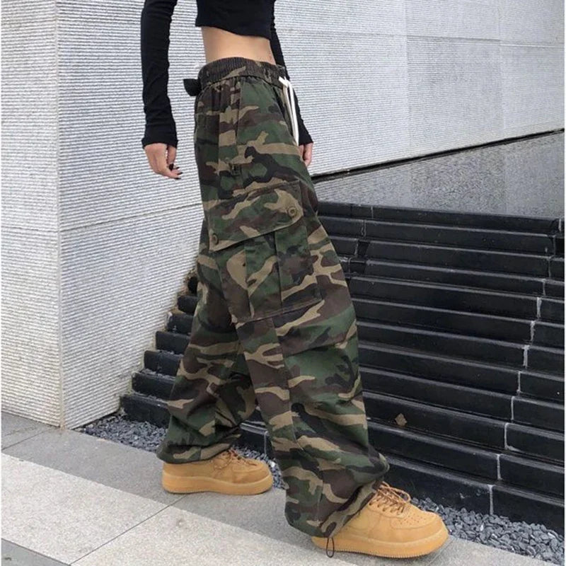 Pantalon cargo camouflage 100 % coton pur pour femmes