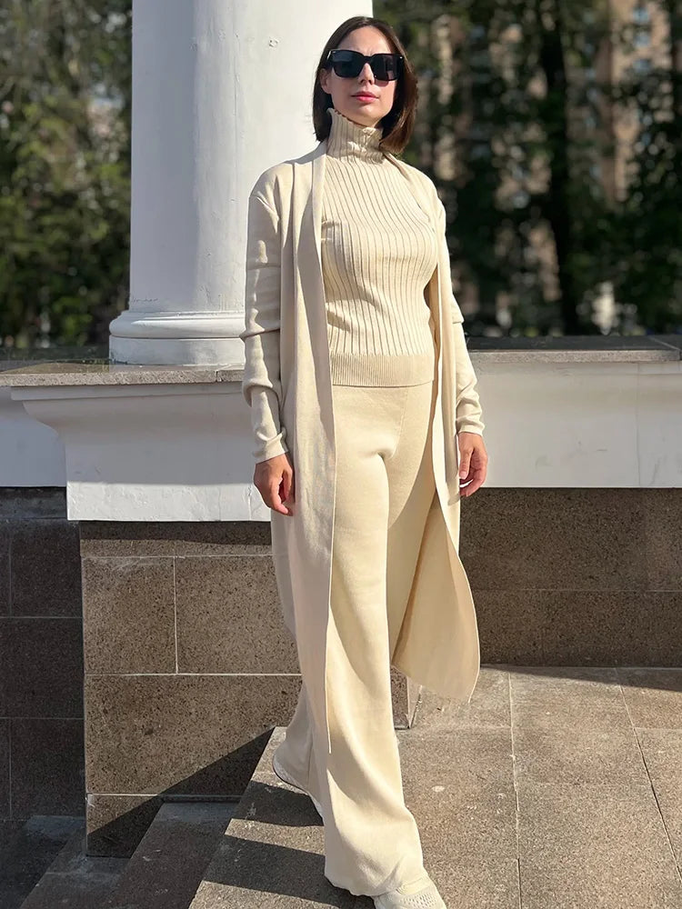 Ensemble 3 pièces cardigans longs pour femmes