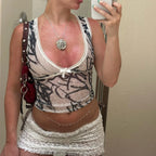 Camisole courte à col en Y imprimé léopard pour femmes