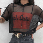 T-Shirt transparent à manches courtes pour femmes