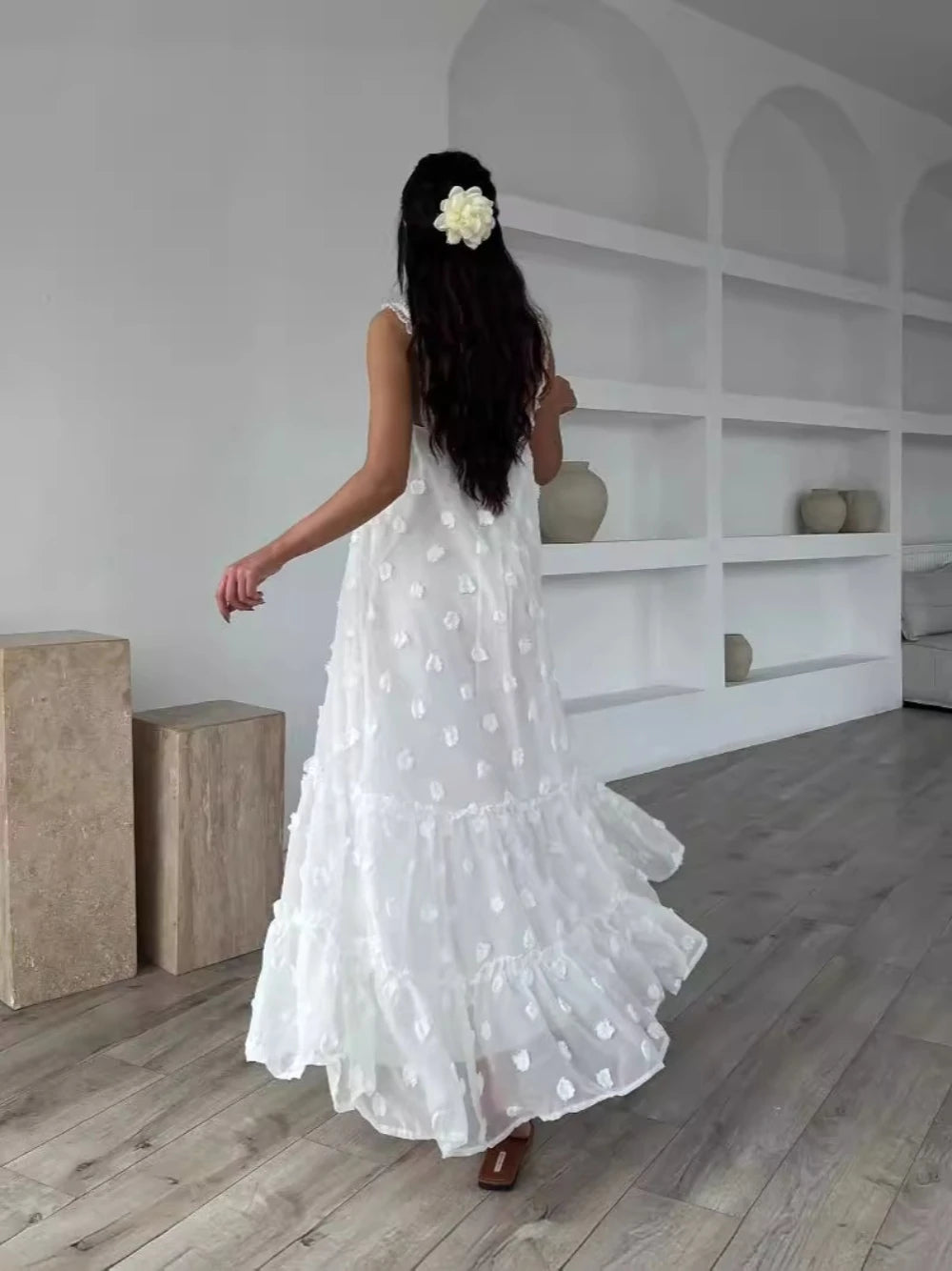 Robe de soirée à la mode fleurs 3D pour femmes