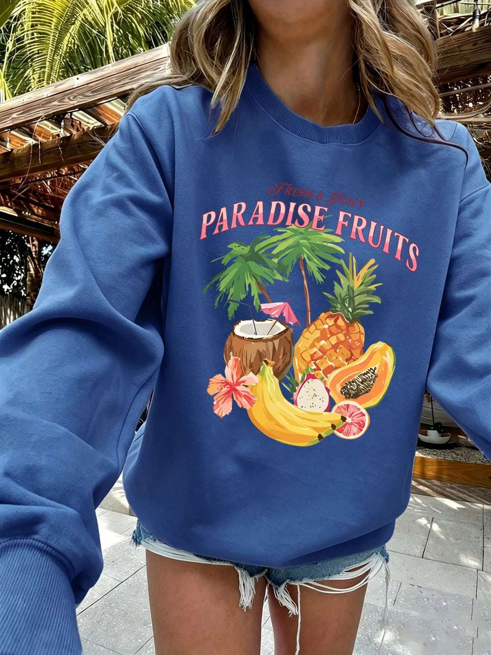 Sweat-shirts à imprimés de fruits frais et juteux Paradise pour femmes