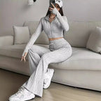 Ensembles deux pièces avec pantalon slim décontracté et haut assortie pour femmes