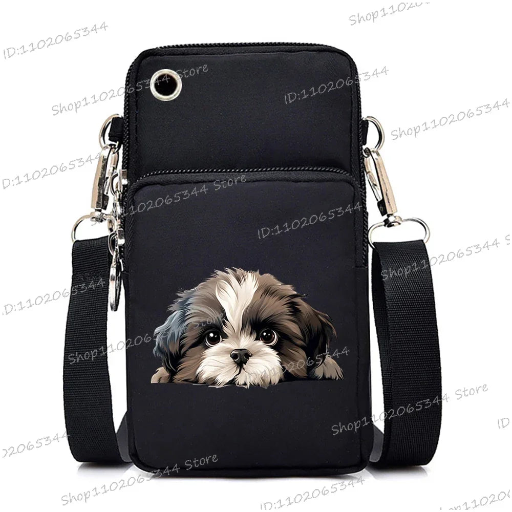 Sac à main pour téléphone portable imprimé chien 3D pour femmes