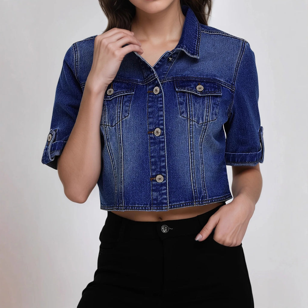 Veste en jean courte légère pour femmes