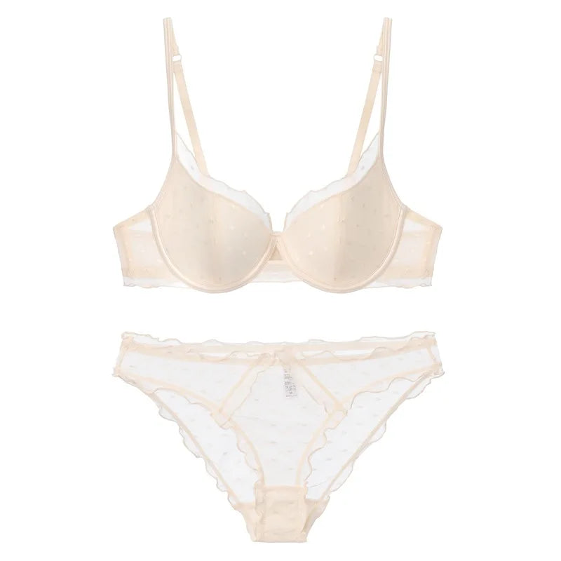 Ensemble soutien-gorge Push Up en dentelle française et culotte pour femmes