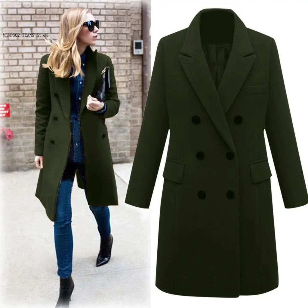Manteau mi-long en laine pour femmes
