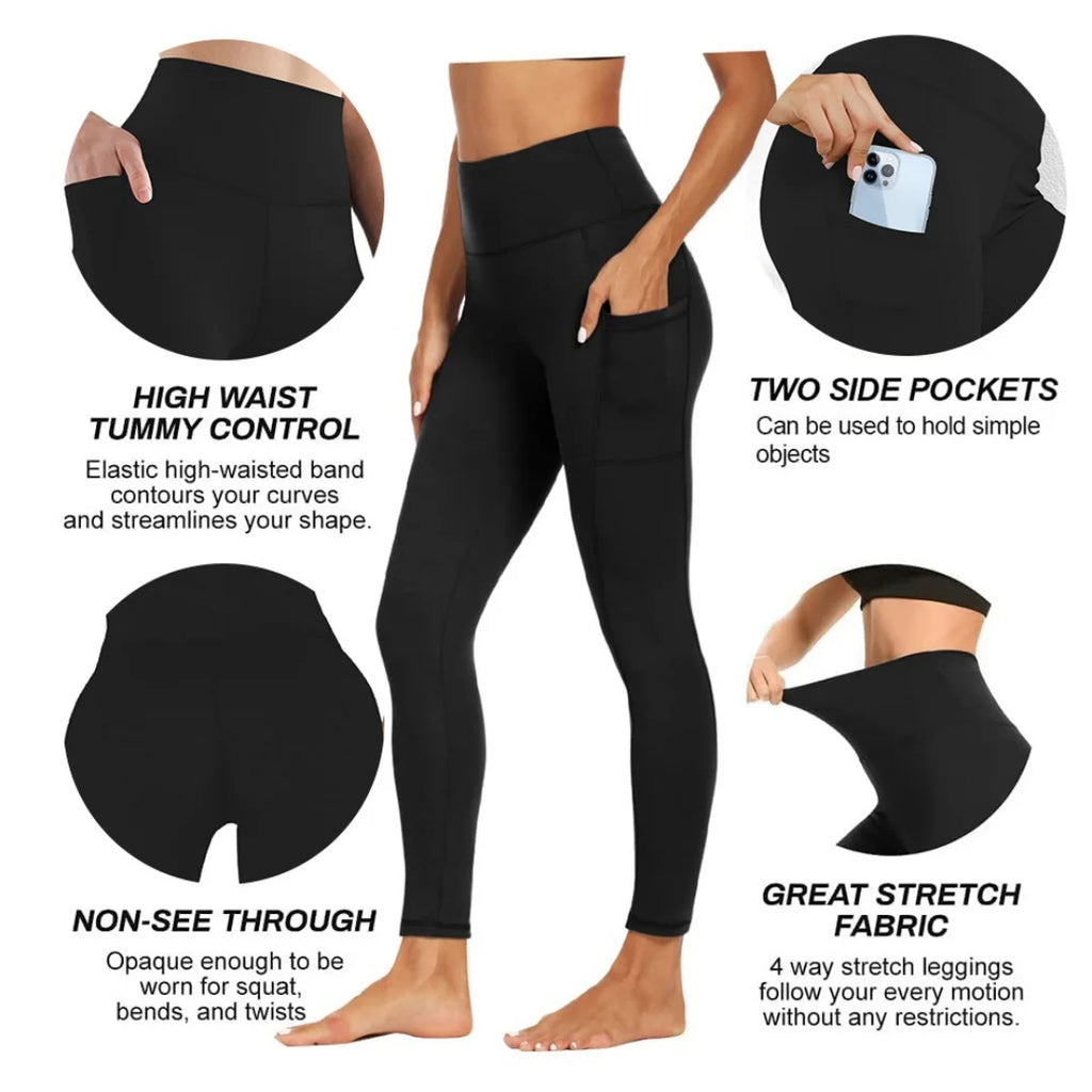 Pantalon de yoga grande taille avec poches pour femme