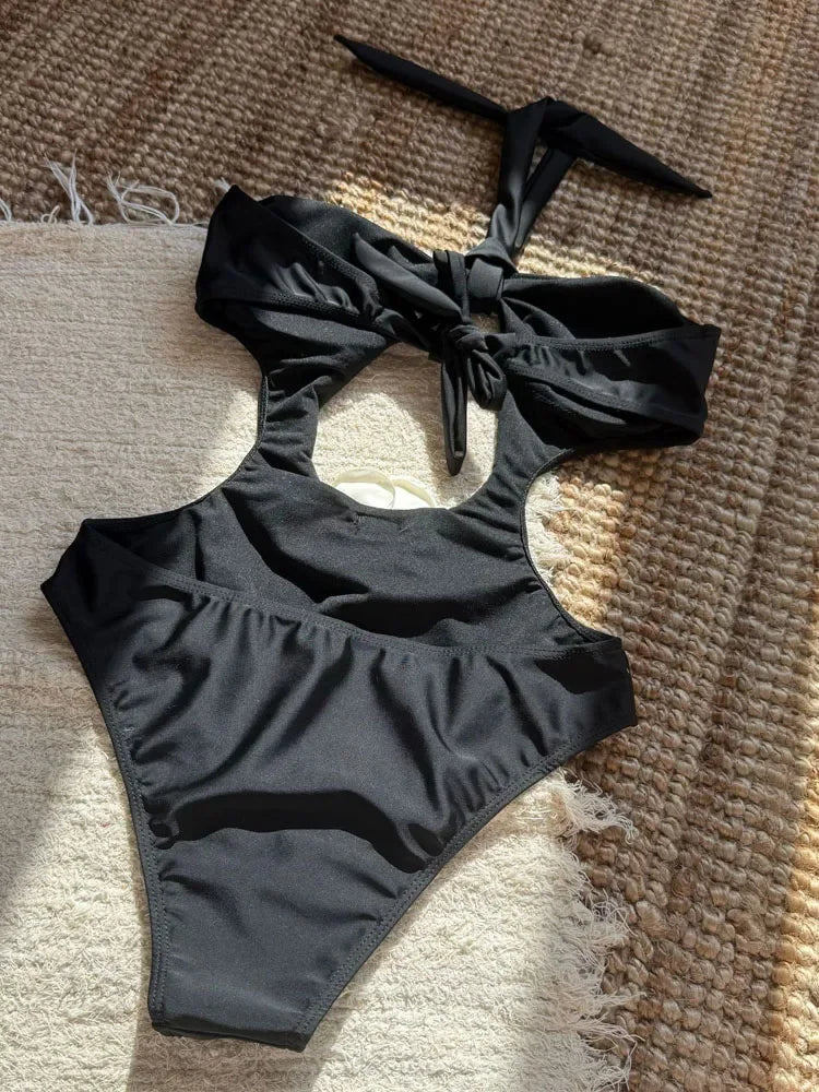 Maillot de bain une pièce à une épaule push-up pour femmes