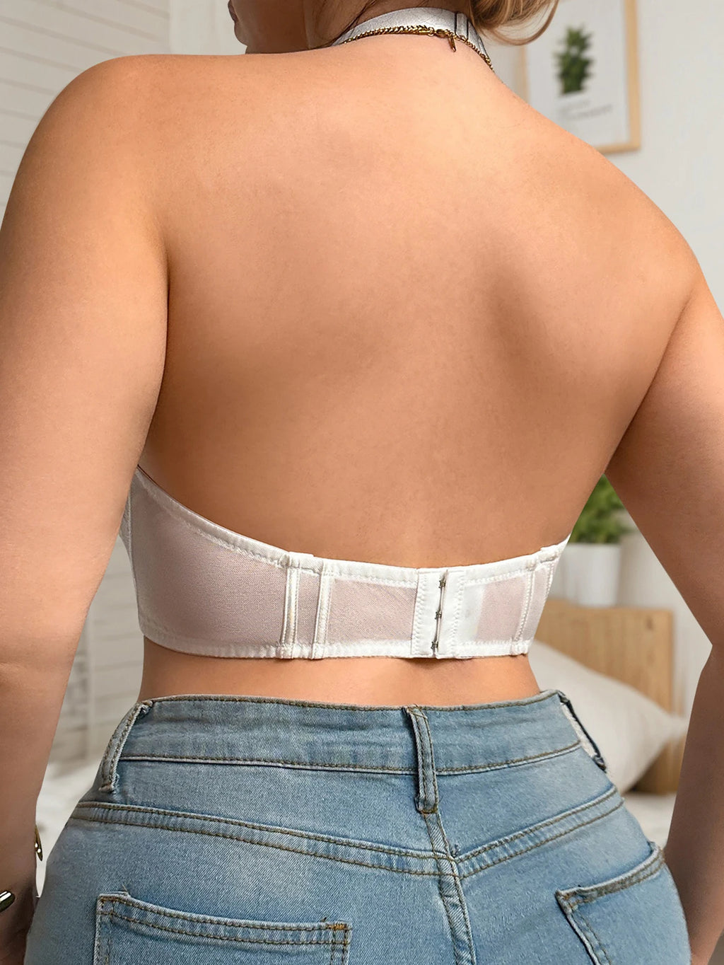 Soutien-gorge corset en satin blanc pour femmes