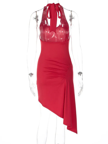 Robe courte femme moulante asymétrique dos nu
