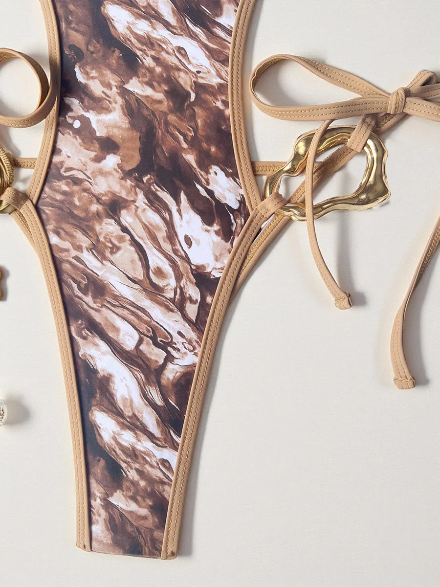 Maillots de bain une pièce avec anneau en métal pour femmes