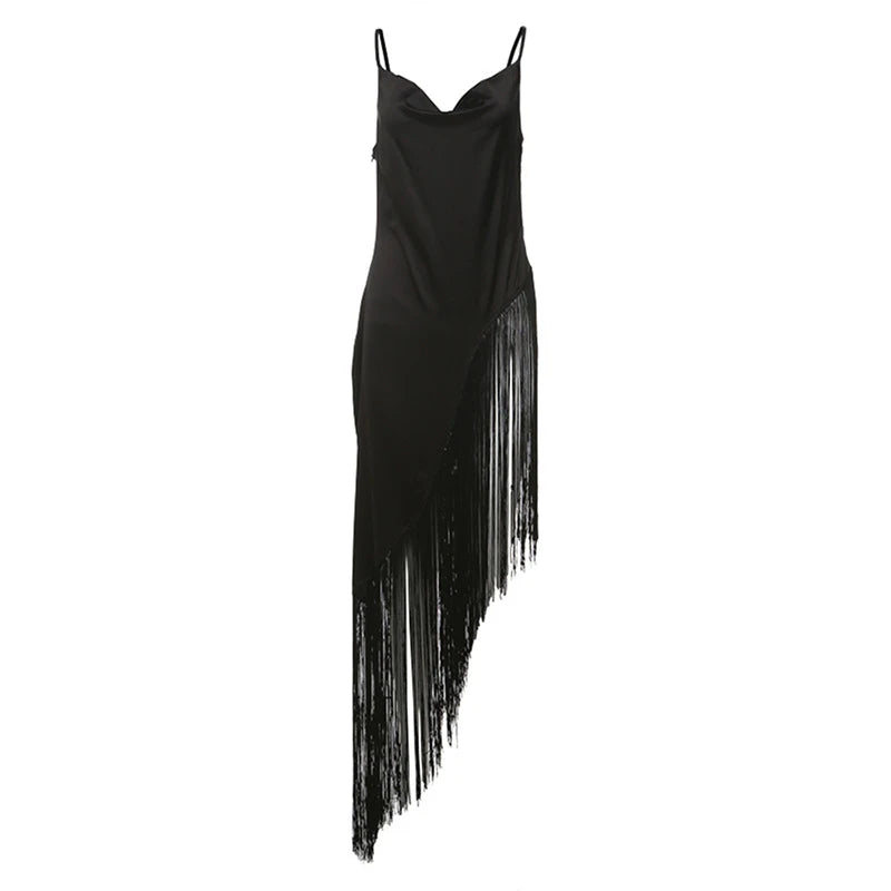 T-shirt Femme – Col Drapé et Pompons Asymétriques