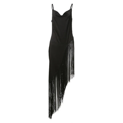 T-shirt Femme – Col Drapé et Pompons Asymétriques