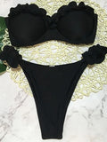 Ensemble maillot de bain deux pièces léopard à volants pour femmes