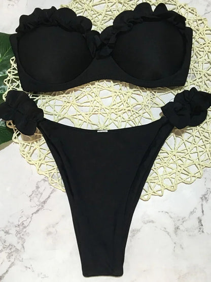 Bikini Léopard 2 Pièces Femme – Détails à Volants