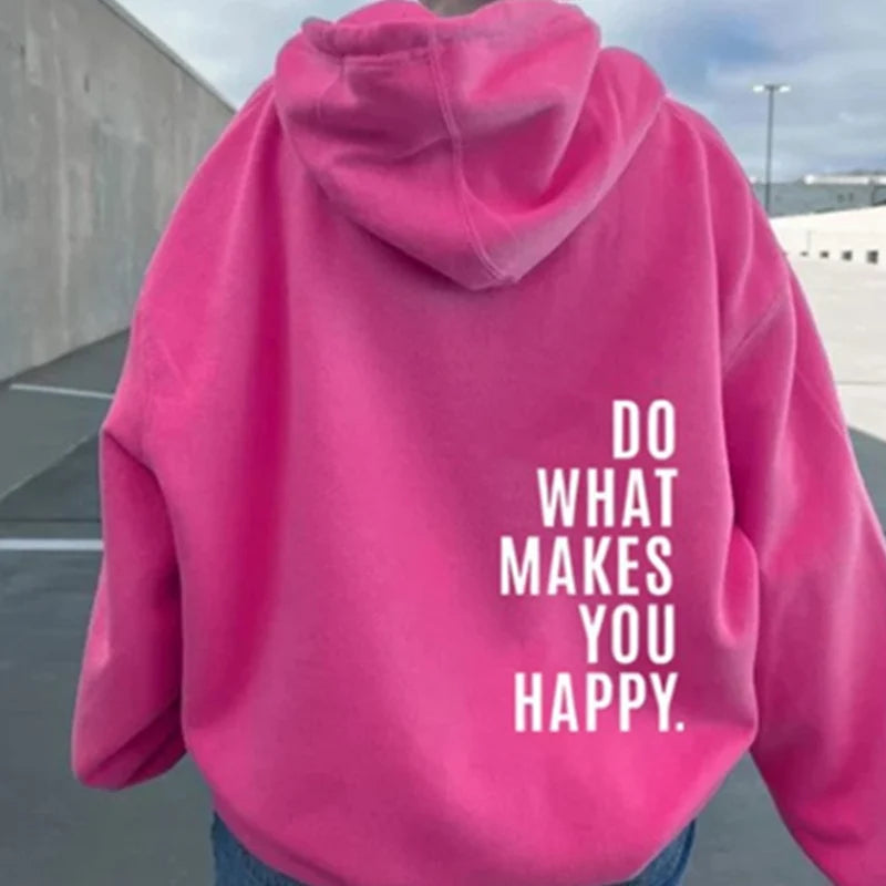 Sweat-shirt imprimé lettre Do What Makes You Happy pour femmes