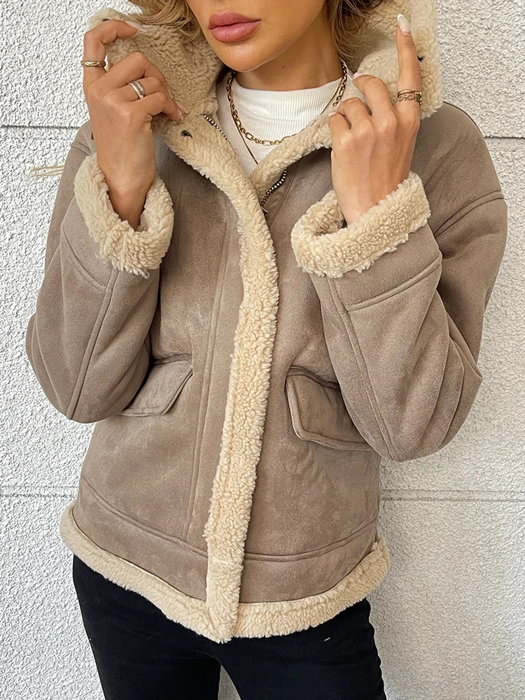 Veste en fausse fourrure d'agneau pour femmes