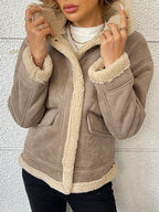 Veste en fausse fourrure d'agneau pour femmes