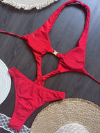 Maillots de bain une pièce une épaule découpé pour femmes