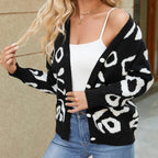 Cardigan imprimé à col en V pour femmes