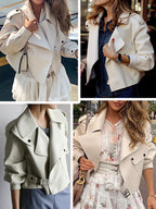 Veste courte en faux cuir pour femmes