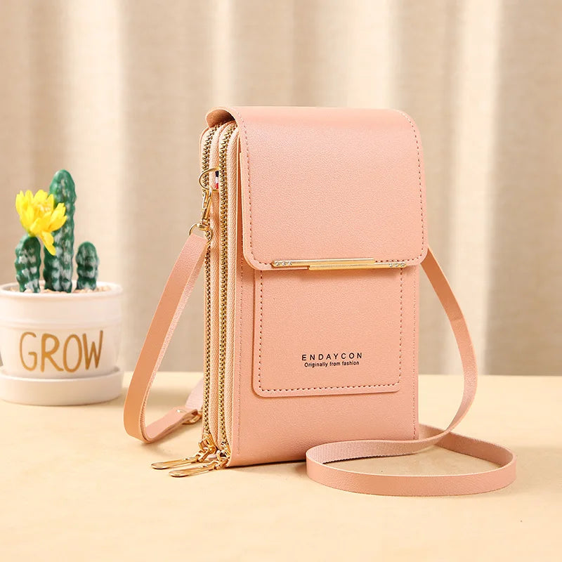 Sac à main en cuir souple téléphone portable pour femmes