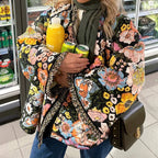 Manteau vintage en coton imprimé floral pour femmes