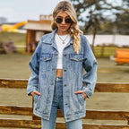 Veste en jean ample à manches longues pour femmes
